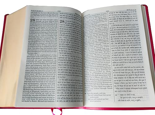 Hindi English Diglot Bible Regular Size PU Leather Burgundy Cover Containing Old and New Testament BSI (Updated Size 2025)