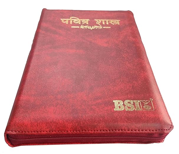 Holy Bible Marathi Regular Vinyl with Zip/Index Burgundy Containing Old and New Testament Leather Bound
