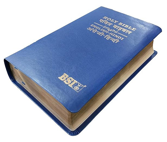 English (ESV) - Hindi (O.V.) Diglot Bible Regular (Navy Blue) PU (NAP) Yapp Containing Old and New Testament (Updated Size) BSI