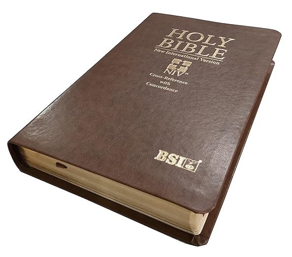 Holy Bible (NIV) New International Version (Red Letter) Cross-Reference with Concordance Brown BSI Leather Bound
