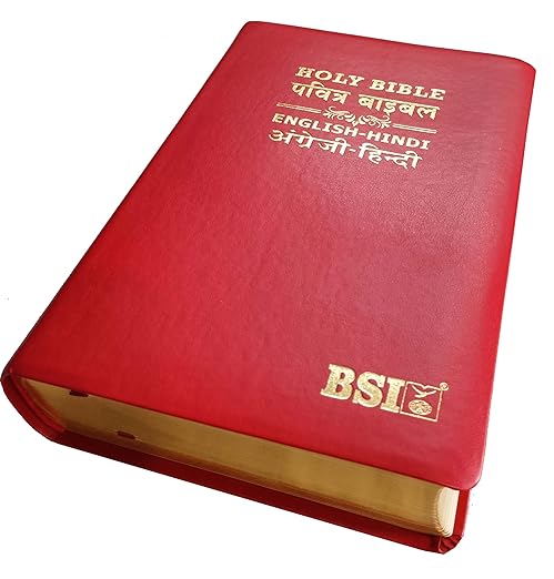 Holy Bible English (ESV)- Hindi (O.V.) Diglot Bible Royal Burgundy PU Yapp Containing Old And New Testament BSI Bonded Leather