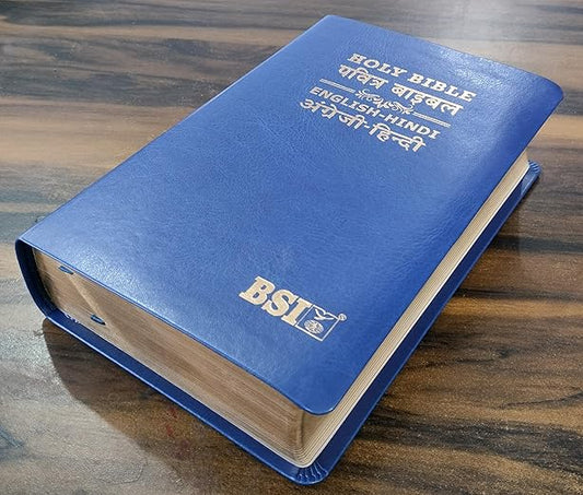 English (ESV) - Hindi (O.V.) Diglot Bible Regular (Navy Blue) PU (NAP) Yapp Containing Old and New Testament (Updated Size) BSI