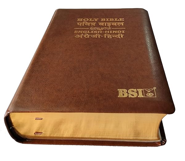 English (ESV) - Hindi (O.V.) Diglot Bible Royal Brown PU Yapp Containing Old and New Testament BSI